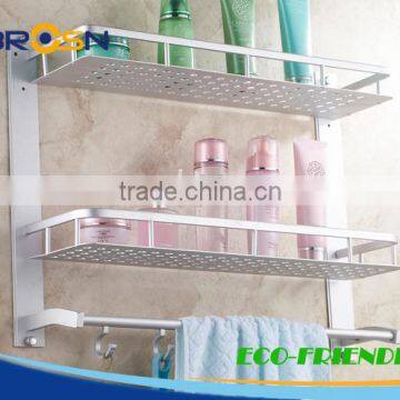 NINGBO Wall Mounted Bathroom Aluminum Double shelf /SLIVER #1909