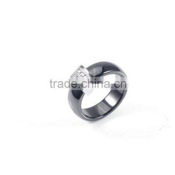 Famous Wholesaler Popular Design Black Stainless Steel Ceramic Micro-setting cz Diamond Noble Finger Ring photo-4