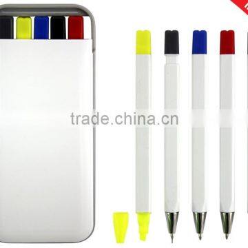 5 colors ball pen set with plastic box gift pen set