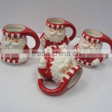 4pcs Santa Pattern Ceramic Stoneware Mug Set in Color Box