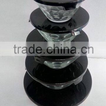 5 Pieces Glass Bowl Set With Multiple Black PP Lids photo-2
