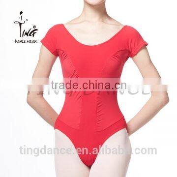 2015 latest design short sleeve women dance leotard