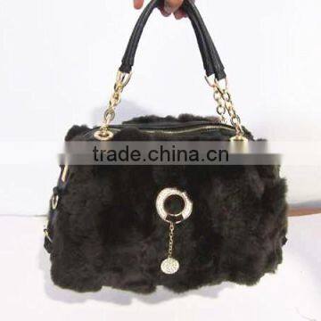 new style wholesale price winter real rex rabbit fur lady sexy handbags