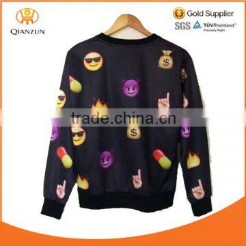 Womenmen Black Emoji Fashion fashion Long Sleeve hoodies