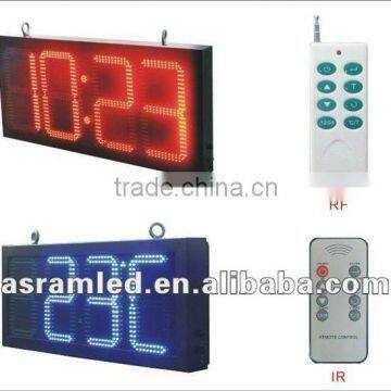 Red RF Remote Control Outdoor Red Double Side Time Date Temperature Led Clock