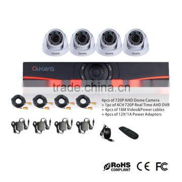 Indoor Home Security System 4ch 1 Megapixel AHD Dome Camera kit cctv camera with dvr