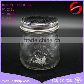 300ml screw sealing type food grade glass jar for jam