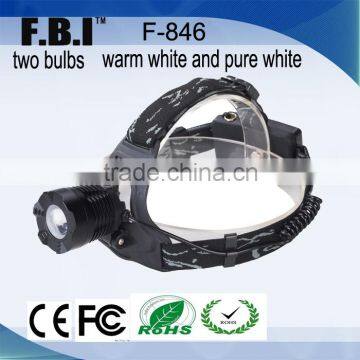 mechanical rotation two lamps warm white and pure white led headlamp