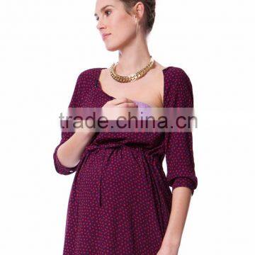 Textured Fabric Maternity Clothes Pregnant Women O-neck photo-4