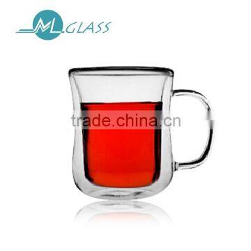 China supplier clear glass double wall mug