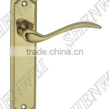 629-19 PB Brass Door Handle on Plate