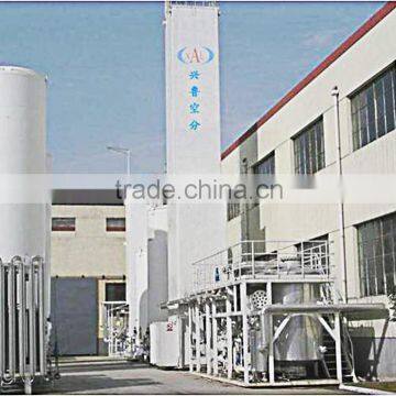 Liquid nitrogen gas plant with low pressure and low power consumption