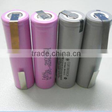 18650 battery samsung 26fm sdi icr18650-26fm 2600mah 3.7V battery cell with tabs