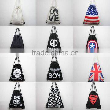 Portable travel bag leisure Punk Style Canvas Drawstring backpack