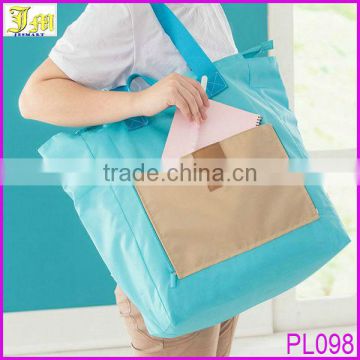 New Korean Style Cheap Nylon Foldable Shopping Bag Multifunction Large Tote Shopping Bag With Pockets