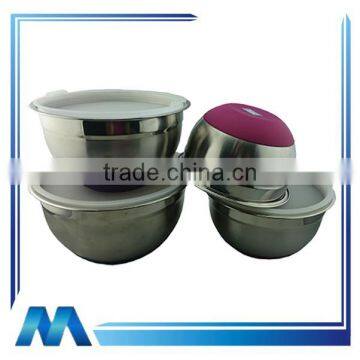 New design Non-skid rubber base stainless steel salad bowl