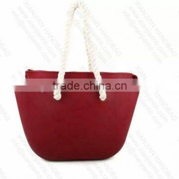 Hard Rubber Silicone HandBags with rope handle and zippers closure (XJSDS4-1)