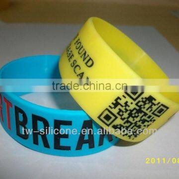 customized qr code silicone id bracelet 1 inch silicone bracelet