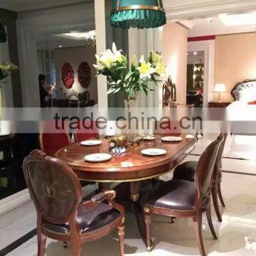 Vintage Royal Style Round Dinning Table With Six Chairs Noble Castle Carved Wooden Dinning Room Furniture photo-3
