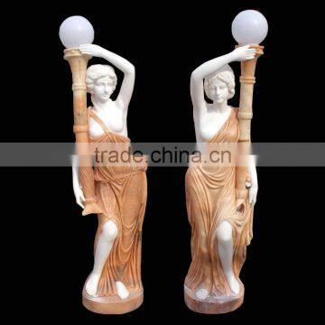 Woman Statue Stone Carving Garden Light