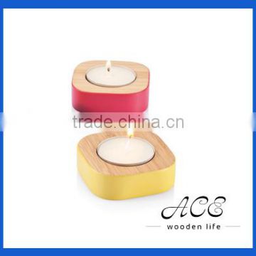 High Quality Bamboo Color Side Candle Holder Wooden Colorful Candle Stand Solid Wood Stand