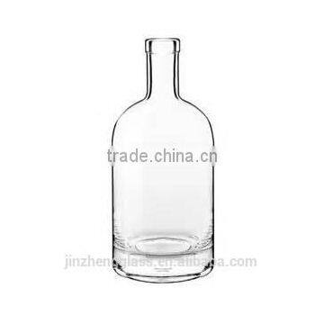 food grade round sealed transparent 750ml whisky glass bottle