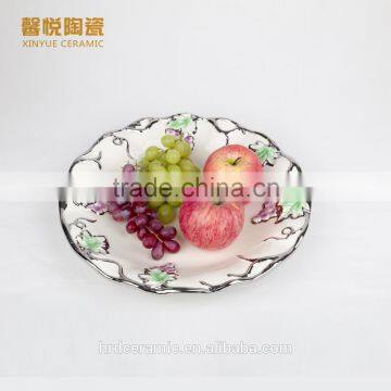 Wholesale decorative ceramic grape,round plate grape style