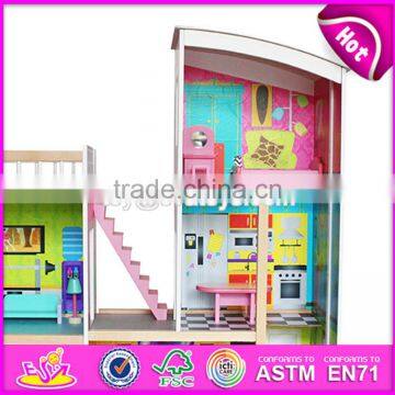 2017 Best Gift Set Luxurious Wooden Kids Doll House With Furniture W06A246 photo-2