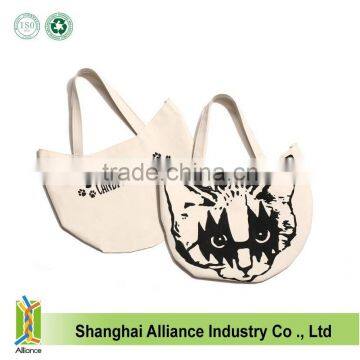 Cat Shape Canvas Shopping Bag,Reusable Shippinmg Bag With Printing Cat FJ6587