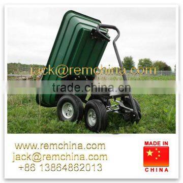 Heavy Duty Outdoor Green Garden Cart Truck Dumper 4 Wheel Plastic Tray photo-6