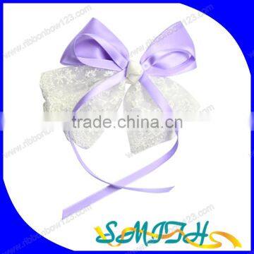 MSD wholesale large ribbon bow with lace for girls dress decoration