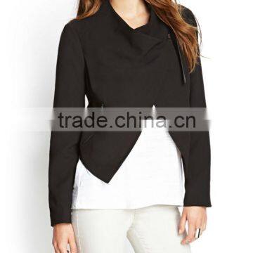 The fashion Faux-Leather Irregular Trim Jacket