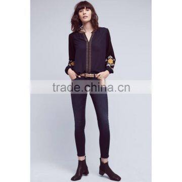 Women Clothing Factory Long Sleeve Embroidery Top Fancy Saree Blouse Designs photo-2