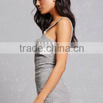 Fashion Ladies Plaid Printing Short Cami Womens Romper photo-3