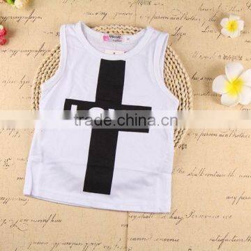 New Arrival Baby Clothing Boutique Children's Cotton Printing Sleeveless Wholesale Striped T-shirt photo-2