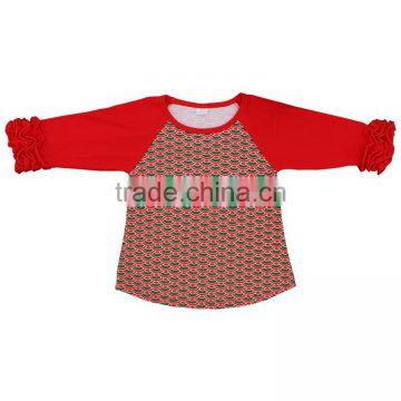 Wholesale Children Wear Icing Ruffle Raglan Shirt Baseball Shirt Long Sleeve Children's Boutique Clothing photo-3