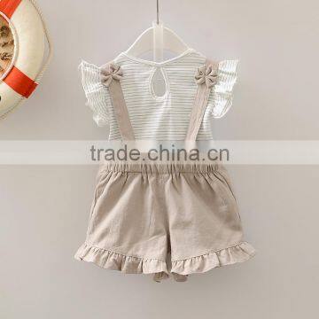 Kids Clothes Flutter Shirt Match Suspender Shorts Fashion Child Girl Dress photo-2