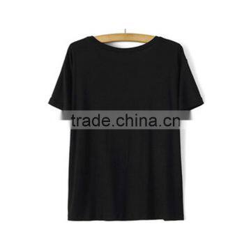 Black Ladies T-shirt Round Neck Short Sleeve Garment t Shirt photo-2