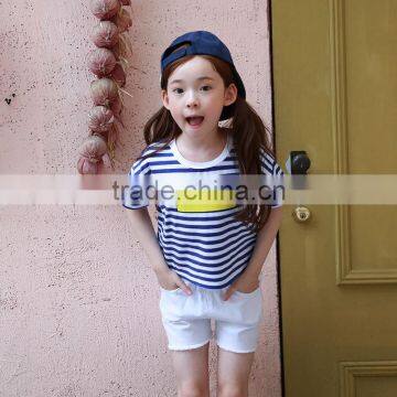 S17595A 2017 fashion t shirt for girls children striped t shirts