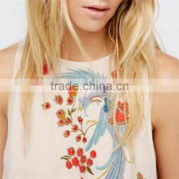 2017 Latest Fashion Top Design Soft Embroidered Pretty Tank photo-2