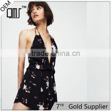WOMEN Sexy Bare Back and Deep V-neck Tied Straps Jumpssuit