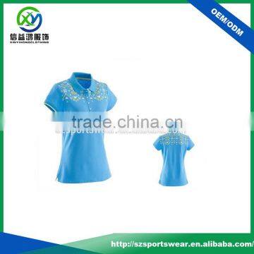 Light Weight Women Polyester Pique Printing Polo shirt Wholesale