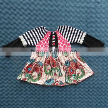 2016 wholesale child 100% cotton wear Korean fashion girl boutique clothing kids long sleeve dresses