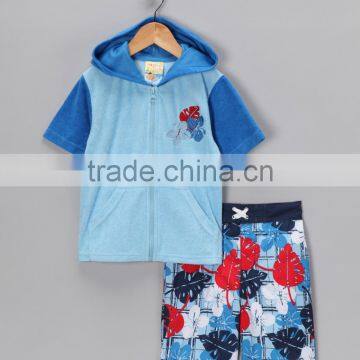 New Style Boy Sportswear With Blue Hawaiian Cover-Up And Boardshorts Boys Rashguard Boys Clothes B-NP-TR905-331