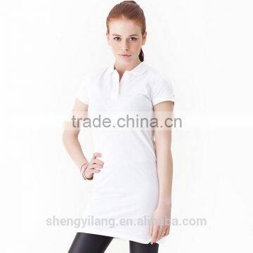 Womens Longline Extended Short Sleeve Cotton Polo Shirt Design photo-3