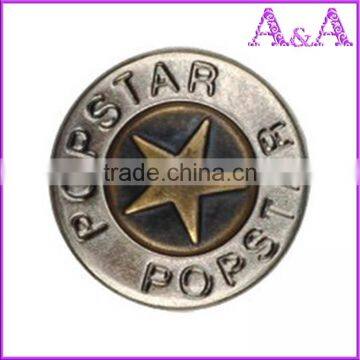 Wholesale custom zinc alloy metal botton jeans button for lady jeans