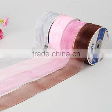 36mm Wide Solid Sheer Ribbon, Woven Edged Chiffon Ribbon