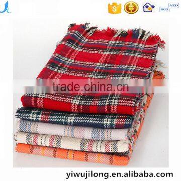 Classic fashion jacquard checked plaid acrylic long double side scarf stock