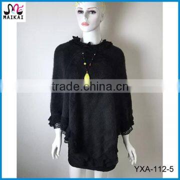 Europe and America hot selling winter fashion knit acrylic fur poncho