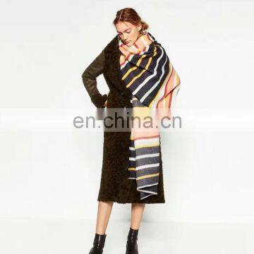 Color Horizontal Stripes Scarf Winter Warm Cashmere Scarf